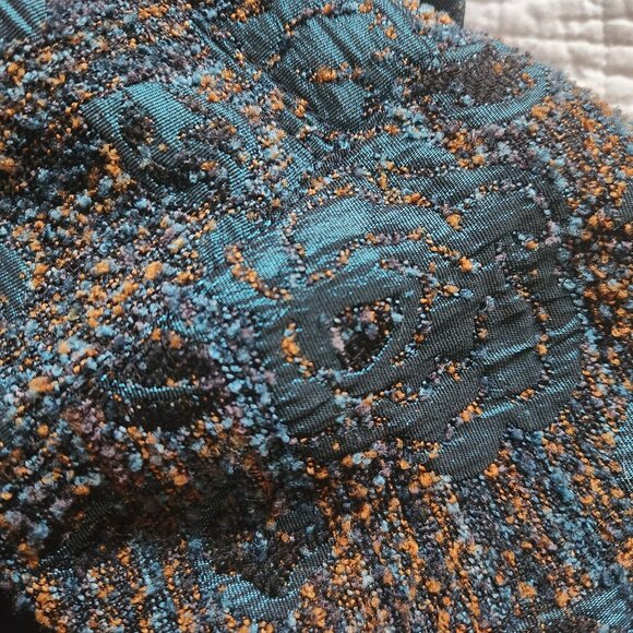 Y2K Teal Textured Pleated Brocade Skirt – Size M - Picture 12 of 12